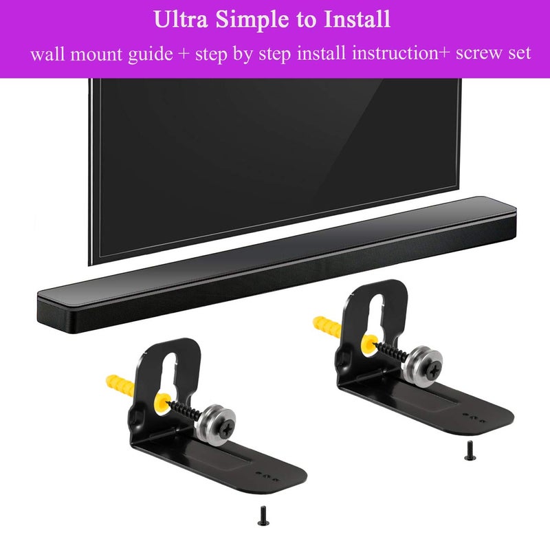 ECLINK Wall Mount Bracket for Samsung Soundbar HW-T510 HW-T450 HW-T550 HW-T650 HW-T410 HW-S60A HW-A550 HW-B450 HW-Q800B HW-Q60R HW-Q70R HW-MS57C HW-MS6500 HW-MS6511 HW-MS660 HW-MS661 HW-H450 HW-J355 HW-J450 - Image 2